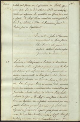 " [Officio de informação e parecer em virtude de Portaria] de 1.º de Julho de 1840 acerca de...