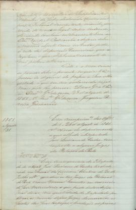 "Em cumprimento dos Officios de 1, e 24 d'Agosto de  1861. Á cêrca do depoimento a que allud...