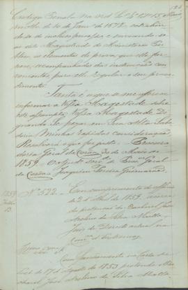 "Em cumprimento do officio de 2 d'Abril de 1859 - acêrca da pretenção do Bacharel José Aveli...