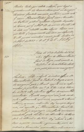 "Idem de 1 de Outubro de 1838 sobre officio do Administrador Geral de Angra participando a t...