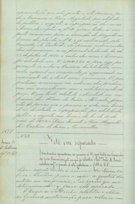 "Voto em separado sobre duvidas apresentadas no processo n.º 59, que trata do Caminho de fer...