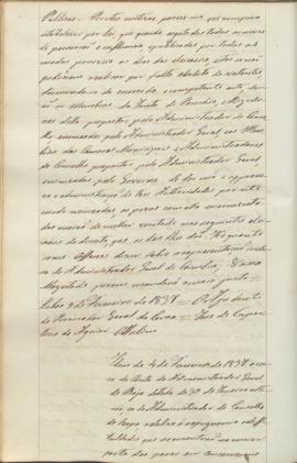 "Idem de 4 de Fevereiro de 1837 a cerca da Conta do Administrador Geral de Beja dattada de 3...