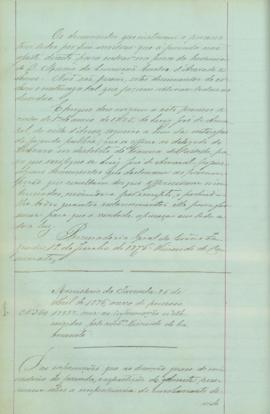 "Ministerio da Fazenda 25 de Abril de 1876, acerca do processo 17922 com as informações n'el...