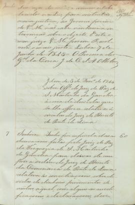 "Idem de 3 de Fevereiro de 1843 sobre Officio do Juiz de Paz de S. Martinho da Gandra ácerca...
