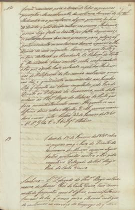 "Idem de 18 de Janeiro de 1840 sobre os papeis em que o Juiz de Direito da Commarca de Monçã...