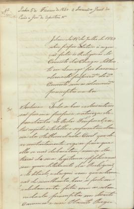 "Idem de 15 de Julho de 1839 sobre papeis relativos á arguição feita ás Religiosas do Conven...
