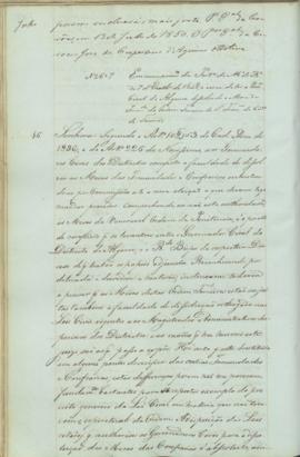 "Em cumprimento da Portaria do Ministerio do Reino de 7 d'Outubro de 1848, á cerca de ter o ...