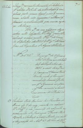 "Em cumprimento do Officio do Ministerio do Reino em data de 8 de Septembro de 1851 ácerca d...