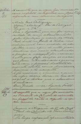 Sobre a consulta enviada ao Presidente do Conselho de Ministros