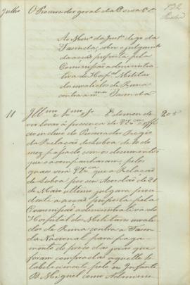"Ao Ministro da Justiça digo da Fasenda, sobre o julgamento da acção proposta pela Commissão...