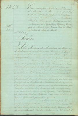 "Em cumprimento das Portarias do Ministerio do Reino de 4 e 14 d'Abril de 1857. Ácerca dos p...