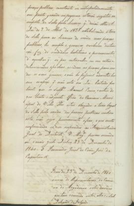 "Idem de 23de Dezembro de 1840 ácerca de Representação da Camara de Mogadouro sobre duvidas ...