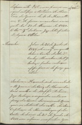 " [Officio de informação e parecer em virtude de Portaria] de 25 de Junho de 1838 sobre requ...